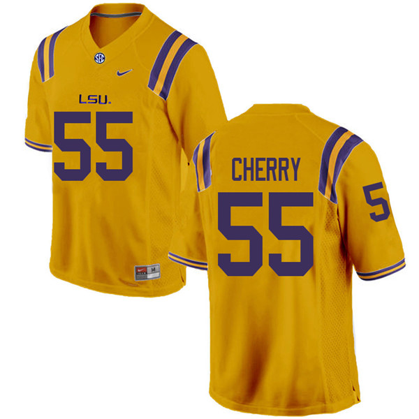 Men #55 Jarell Cherry LSU Tigers College Football Jerseys Sale-Gold